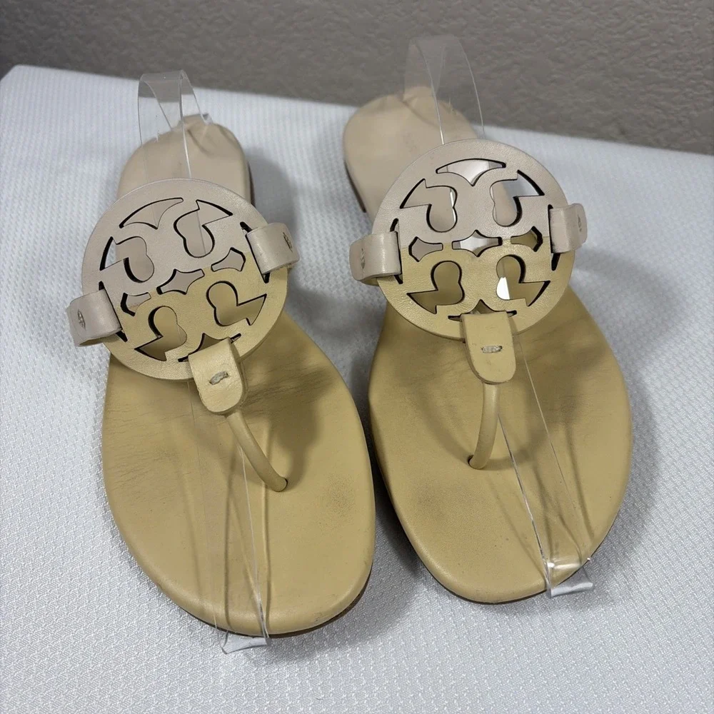 TORY BURCH Soft Miller Sandals Bicolor Sweet Corn New Ivory‎ 9M
